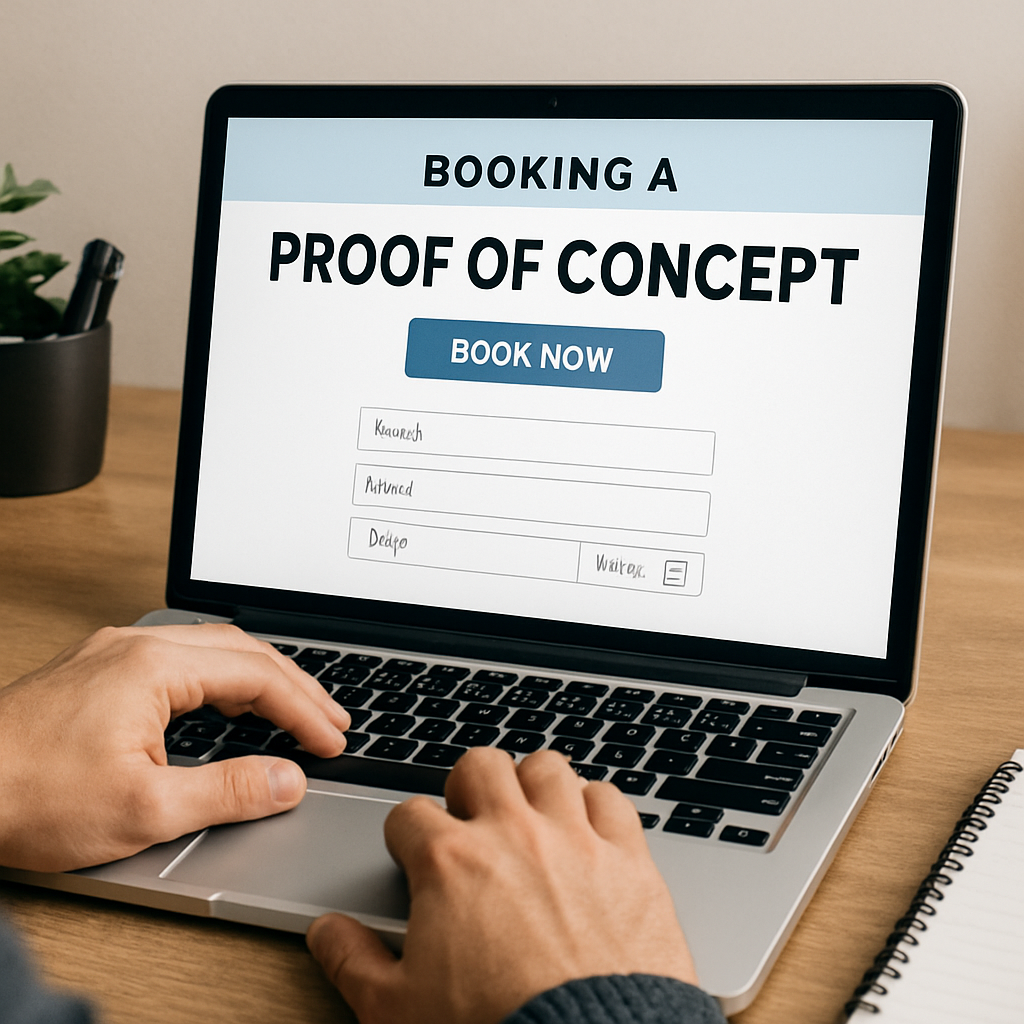 someone at computer booking a Proof of Concept